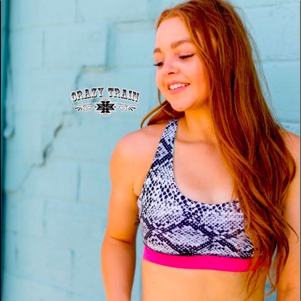 CRAZY TRAIN PYTHON SPORTS BRA